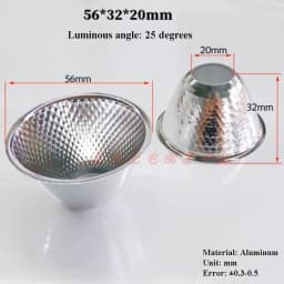 Optical LED Aluminium Reflector Cup for COB Lamp Bead 20-126mm 15-120 Degree Lampshade Replacement Reflective Bowl for DIY Light