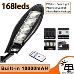 Upgraded 168LED Solar Street Light Outdoor Waterproof LED for Garden Wall Lamp Adjustable Angle Solar Lamp Built-in 10000mAH Hot