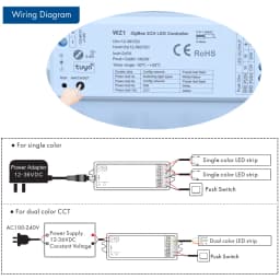 CENFAYA ZigBee & RF 2CH LED Controller DC 12V 24V Smart Dimmer Match with RF 2.4G Remote Controller for WW CW NW CCT LED Strip