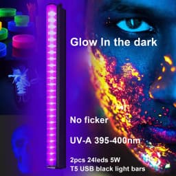 6W USB UV LED Light Blacklight Bar for Body Painting Blacklights Tapestry Poster Glow Party T5 Tube UV Strip Lights for Cabinet