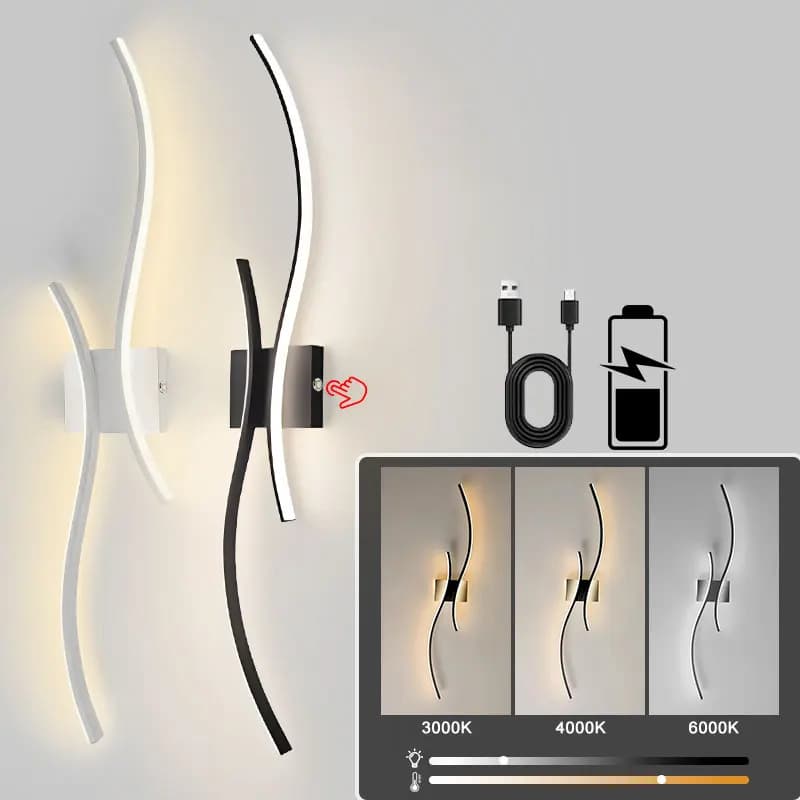Wireless Rechargeable Battery LED Wall Lamps Wall Sconce for Bedroom 3CCT Touch Dimmable Wall Lights With Remote Control Hallway
