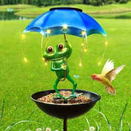 Frog Statue Solar Lawn Lamp Outdoor Hummingbird Feeding Dispenser Solar Powered LED Light String for Yard Path Lawn Garden Decor