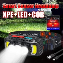 2000M SOS Super Power Headlamp USB Rechargeable LED Head Flashlight For Camping Red Flashing Safety Emergency Light Rechargeable