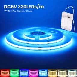 3mm 5mm PCB Battery Power COB LED Strip Light 5V Warm Natural White Blue Red Green Pink Tape 320LEDs 8mm High Density Flex Lamp