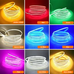 3mm 5mm PCB Battery Power COB LED Strip Light 5V Warm Natural White Blue Red Green Pink Tape 320LEDs 8mm High Density Flex Lamp