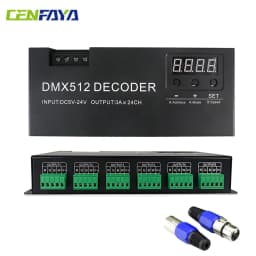 CENFAYA LED DMX 24CH Digital Display Decoder Dimming Driver LED DMX512 Controller for RGBW Strip Light DC5-24V 3A/CH Stage Light