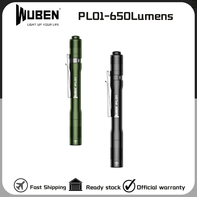 WUBEN PL01 Pen Light, 650 Lumens Pocket EDC Flashlight Rechargeable, IP68 waterproof, Compatible 2 AAA Battery for Home, Outdoor
