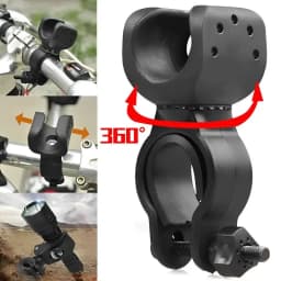 Bicycle Front Light Bracket Flashlight Holder Cycling Bike Light Torch Clip Mount 360 Degree Rotation with Antiskid Rubber Stand