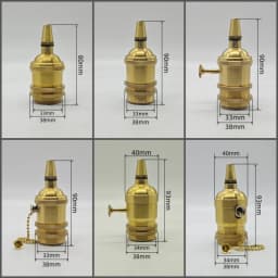 Solid Brass E26/E27 Lampholder with Cord Grip - UL & CE Certified for Pendant Lights