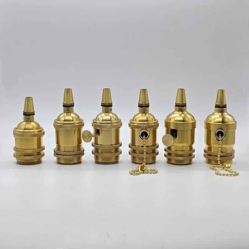 Solid Brass E26/E27 Lampholder with Cord Grip - UL & CE Certified for Pendant Lights