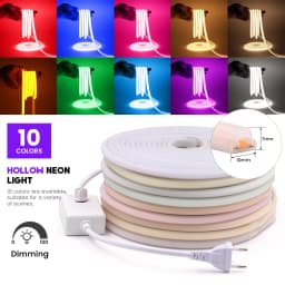 Dimmable COB LED Strip Light 220V EU Plug 288LEDs/m RA90 Outdoor Waterproof Neon Lights White Pink Red Blue for Kitchen Garden