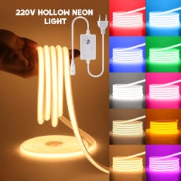 Dimmable COB LED Strip Light 220V EU Plug 288LEDs/m RA90 Outdoor Waterproof Neon Lights White Pink Red Blue for Kitchen Garden