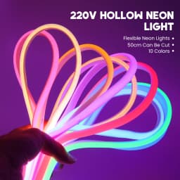 Dimmable COB LED Strip Light 220V EU Plug 288LEDs/m RA90 Outdoor Waterproof Neon Lights White Pink Red Blue for Kitchen Garden