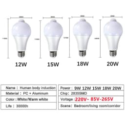 MunLii 20W E27 LED PIR Sensor Light Auto ON/OFF LED Night Light LED Motion Sensor Bulb for Home Parking Lighting AC85V-265V