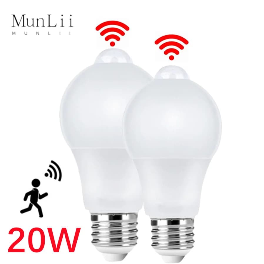 MunLii 20W E27 LED PIR Sensor Light Auto ON/OFF LED Night Light LED Motion Sensor Bulb for Home Parking Lighting AC85V-265V