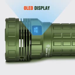 EDC LED Flashlight USB Type C Rechargeable Lamp Self Defense Torch With Fan LED Display 30000 Lumen Outdoor Lighting MACH 6.0