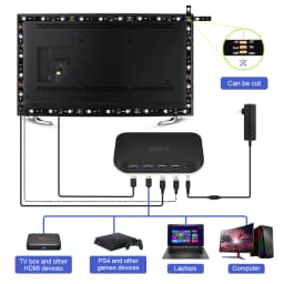 HDMI 2.1 Ambient LED Backlight for 17-120 inch TV PC LED Strip Lights HDMI Sync Box Support 4K 120Hz/HDR/CEC/TV Box/Game Console