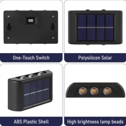 Solar Wall Lamp Outdoor Warm Light Waterproof Up And Down Luminous Lighting Balcony Yard Garden Decoration Lights Exterior Wall