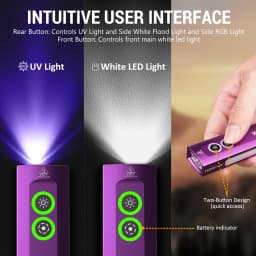 Wurkkos HD01 UV Multifunctional EDC Flashlight 1200 Lumens with 365nm UV Light White Flood Light 90CRI Side RGB Lights Torch