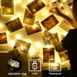 Photo Clip String Lights LED Fairy Lights Picture Clips USB Powered String Light with Clips for Bedroom Christmas Party Decor