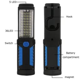 Super Bright USB Rechargeable 36+5LED Work Light Stand Portable Flashlight for Outdoor with Magnet Hook