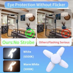 E27 Foldable Fan Shape LED Bulb Lamp 220V/85V-265V LEDs Light Bulbs For Home Ceiling Lamp Warehouse Garage White Light 6500K