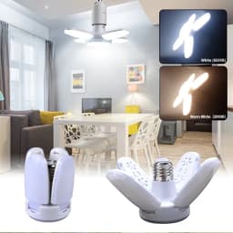 E27 Foldable Fan Shape LED Bulb Lamp 220V/85V-265V LEDs Light Bulbs For Home Ceiling Lamp Warehouse Garage White Light 6500K