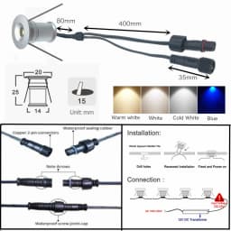 Mini LED Deck Light IP67 Waterproof 15mm Garden Stair Underground Bulb Lamp 12V Outdoor Staircase Landscape Lights AC220V 110V