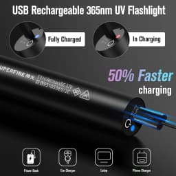 S11-H UV Flashlight 365nm Mini Ultraviolet Light Torch USB Rechargeable UV Light Inspection Lamp Pet Urine Stain Detector Tools