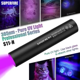 S11-H UV Flashlight 365nm Mini Ultraviolet Light Torch USB Rechargeable UV Light Inspection Lamp Pet Urine Stain Detector Tools