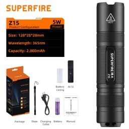 S11-H UV Flashlight 365nm Mini Ultraviolet Light Torch USB Rechargeable UV Light Inspection Lamp Pet Urine Stain Detector Tools