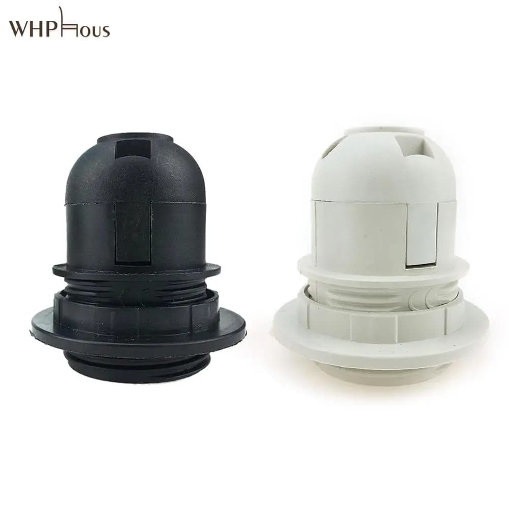 E27 E14 Lamp Bulb Holder Edison Screw Cap Socket 250V 4A/2A White/Black Half/Full Tooth Screw Led Bulb Light Base 1PCS