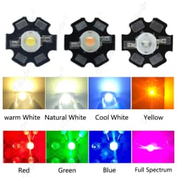 100pcs 1W 3W High Power led Diode Cold Warm White RGB UV 395nm Deep Red Green Royal Blue 450nm 660nm Pink LED with 20mm Star pcb