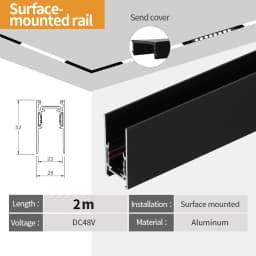 2m Magnetic Rail Linear Magnetic Track Lighting Accessories 2 Meters Ceiling Magnet Track Kits 48V Power Supply Corner Connector
