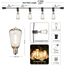 33FT Retro LED Street Garland ST38 EU 7.6M 10M 15M 20M Connectable LED String Lights IP44 Waterproof Outdoor Decoration Bulbs