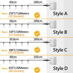 33FT Retro LED Street Garland ST38 EU 7.6M 10M 15M 20M Connectable LED String Lights IP44 Waterproof Outdoor Decoration Bulbs