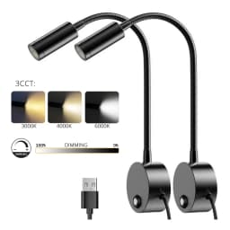 Dimmable 3CCT 5V USB Hotel Bedside Reading Wall Lamp Sconces 3W Working Study LED Book Night Light Fixtures Gooseneck Adjustable