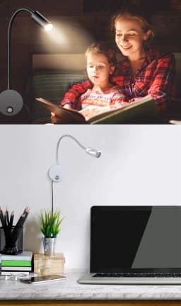 Dimmable 3CCT 5V USB Hotel Bedside Reading Wall Lamp Sconces 3W Working Study LED Book Night Light Fixtures Gooseneck Adjustable