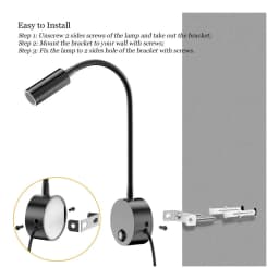 Dimmable 3CCT 5V USB Hotel Bedside Reading Wall Lamp Sconces 3W Working Study LED Book Night Light Fixtures Gooseneck Adjustable