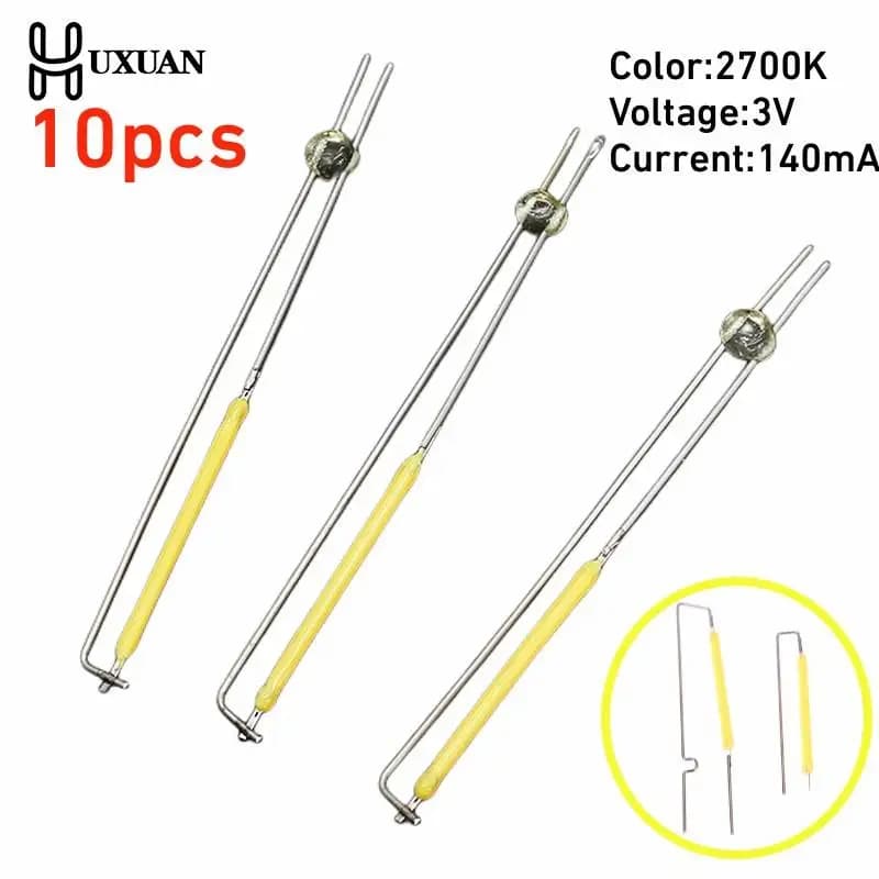 10Pcs 3v 2700k Led Filament Bulb Lamp Parts Ceramic Spot Welding Filament Wire Lamp Filament Led Diode Partial Bulb Chip