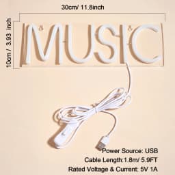 Chi-buy LED Neon MUSIC USB Powered Neon Signs Night Light 3D Wall Art & Game Room Bedroom Living Room Decor Lamp Signs