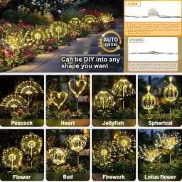 150/120/90 Solar LED Firework Light Outdoor Waterproof Solar Fairy Garland Light For Garden Lawn Paths Wedding Party Decoration