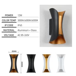 LED Wall Lamp 12W Aluminum IP65 Waterproof Ourdoor Wall Lights Garden Porch Modern Indoor Nordic Sconce Lamp Decoration Lighting