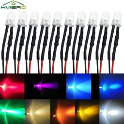 10Pcs 3mm 5mm Round LED 12V 20cm Pre Wired White Blue Yellow Diode Lamps DIY Billboard Decoration Lights Emitting Diodes Bulbs