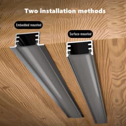 0.5m U/W Style LED Aluminum Profile Black Silver Channel Holder PC Cover Bar Lamp For Cabinet Closet Decor Linear Strip Light