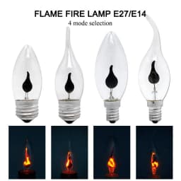 10pcs/lot Edison Flame LED Candel Light Bulb Flicker E27 E14 220V 3W Tip / Tail Retro Vintage Fire Filament Lamp Decor Lighting