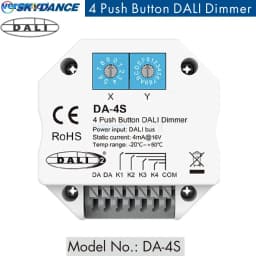 Skydance DALI 4 Push Button Dimmer DA-4S Standard DALI Master Dimmer Control 4 DALI Addresse Push Swich Dimming DALI Bus Powered