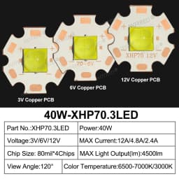 XHP70.3 LED Chip High Power Lamp Ceramic Beads7070 40W DC3V 6V 12V Cold Warm White XHP70.2 XHP50.2 Flashlight Head/ Searchlight