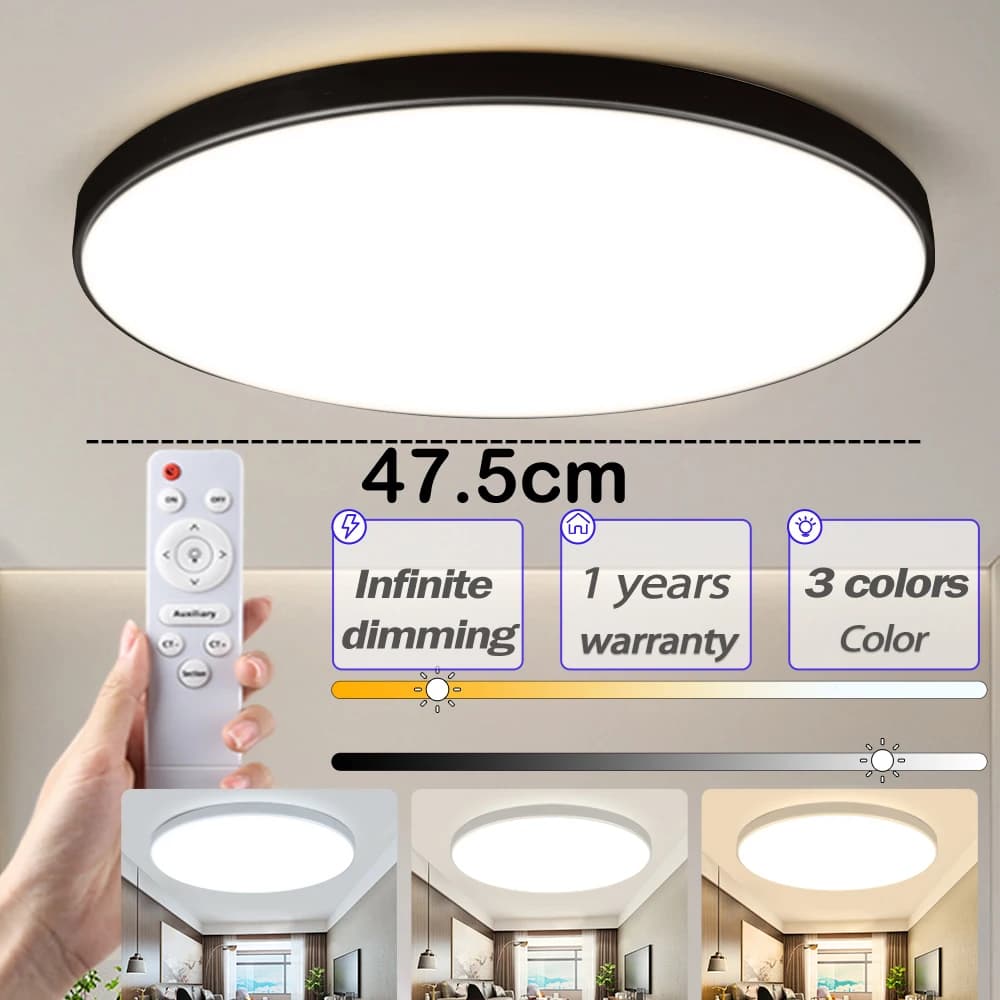 Led Ceiling Lamp AC220V 3 Colors Dimmable Modern Ceiling Light Dimmable Panel Lamps 30W 40W 50W Fixtures For Living Room Bedroom