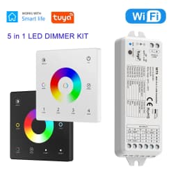 TUYA WiFi 5 In 1 LED Controller KIT RF 2.4G Glass Wall Mounted Touch Panel RGBCCT LED Smart Dimming Control DC 12V 24V Dimmer